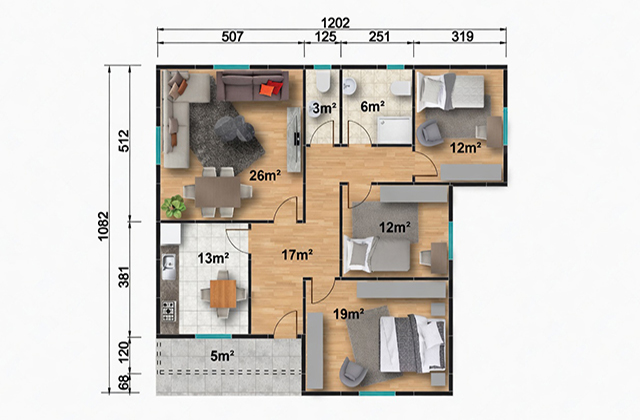 113 metrekare tek katlı prefabrik ev projesi